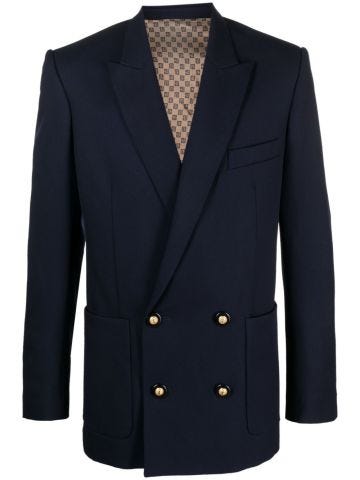Navy blue double-breasted blazer