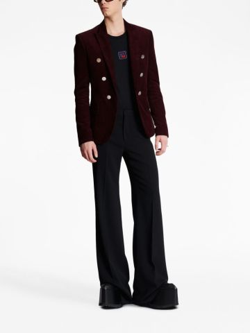 Ribbed burgundy double-breasted blazer