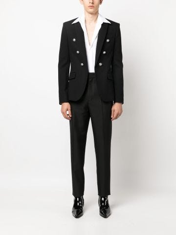 Blazer with silver logo buttons