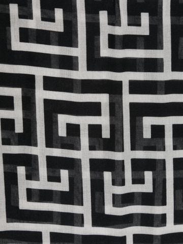 Black and white monogram print scarf