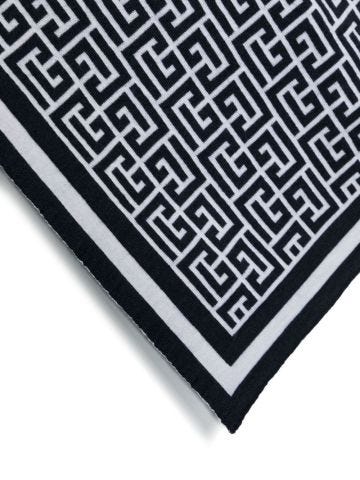 Black and white scarf with monogram motif
