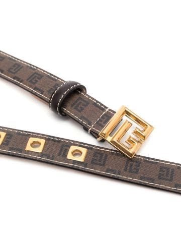 Brown belt with monogram motif buckle
