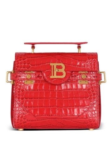 B-Buzz 23 red tote bag with embossed crocodile effect