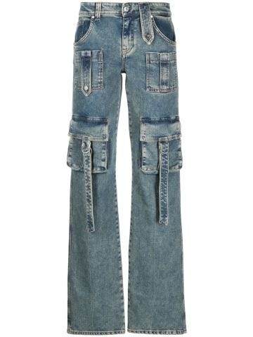 Blue straight jeans with pockets