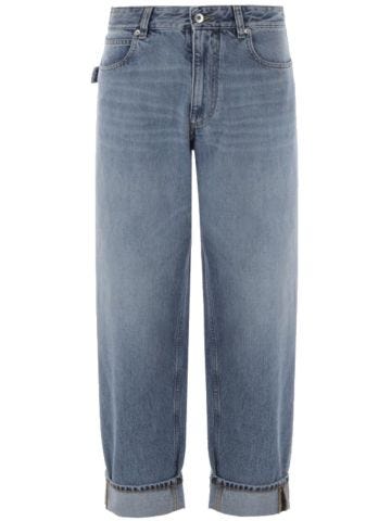 Cropped baggy-fit blue jeans
