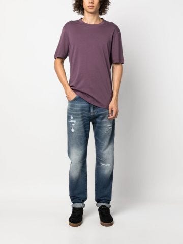Logo-patch cotton straight-leg jeans