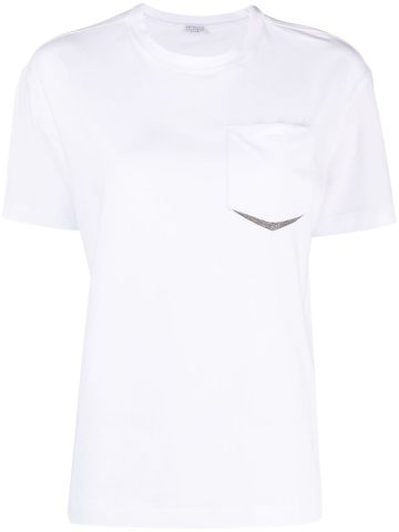 T-shirt in cotone con dettaglio a catena