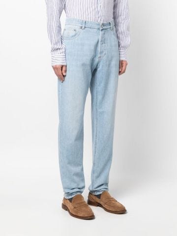 Light blue slim-cut cotton jeans