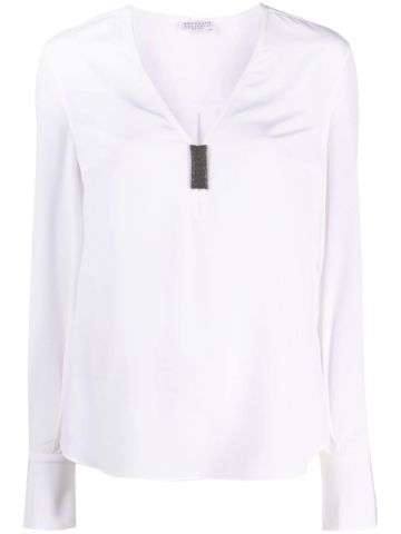 Semi-sheer silk blouse