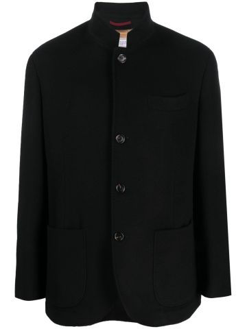 Black single-breasted cashmere blazer
