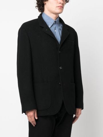 Black single-breasted cashmere blazer