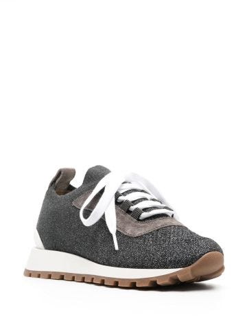 Grey fabric trainers