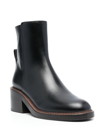 Rhinestone-embellished leather ankle boot