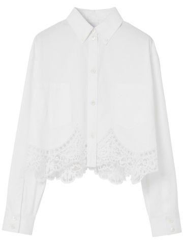 Cropped macramé-lace shirt