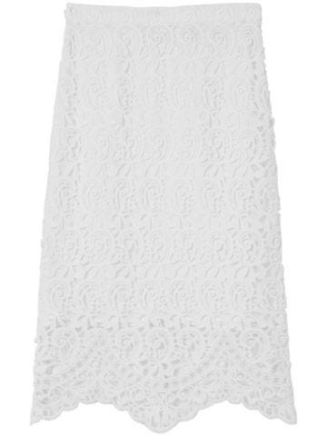 Macramé-lace pencil skirt