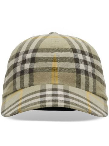 Check-print baseball cap