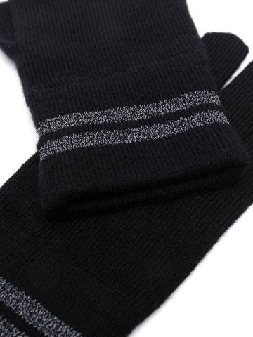 Metallic-stripe merino-knit gloves
