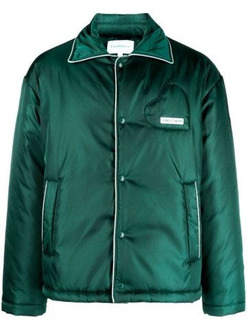Green down jacket with collar