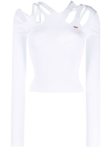 White long-sleeved top with cut-out detail