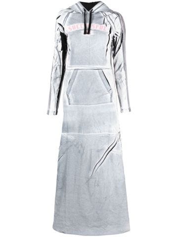 Grey D-Aral hooded long dress