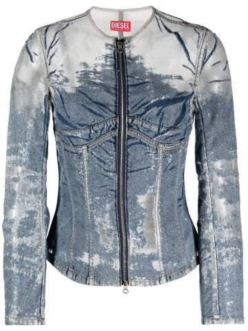 Milly denim fitted jacket with zip