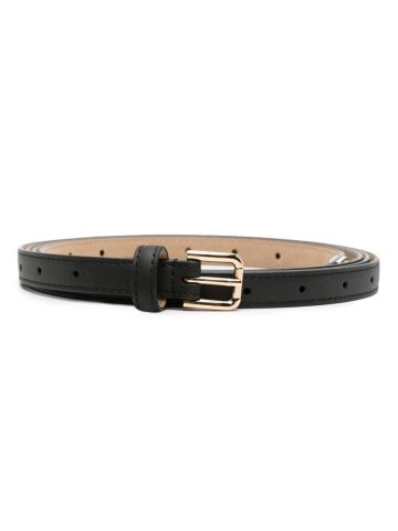 Belt with shiny black buckle