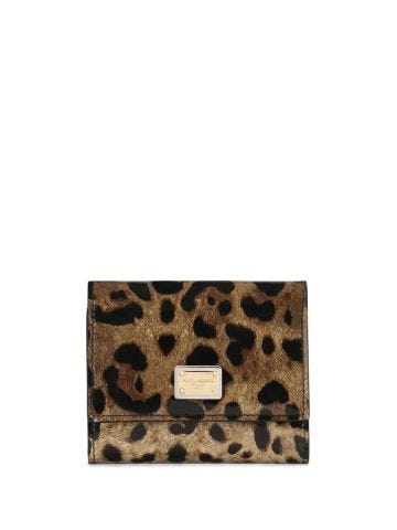 Leopard-print bi-fold wallet