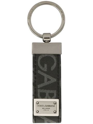 Black key ring with jacquard logo