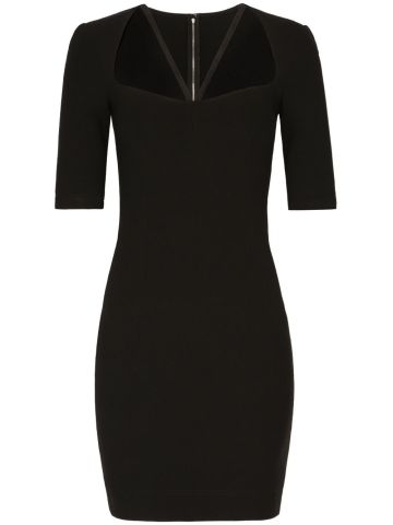 Black short dress with three quarter length sleeves