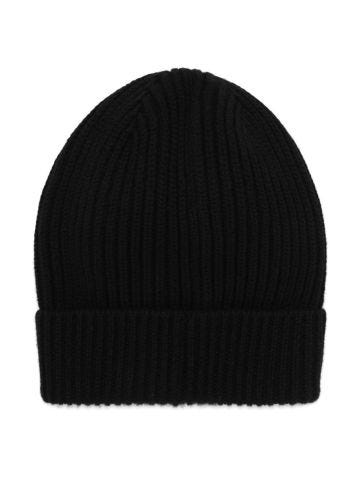 Black ribbed cap with lapels