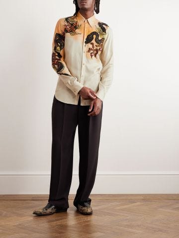 Slim fit shirt with Hand-painted Snake print