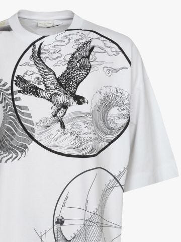 T-shirt bianca Hen con stampa grafica