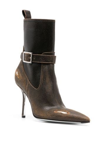 Brown Ankle boots with worn effect
