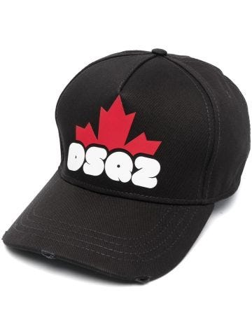 Black baseball cap with logo print