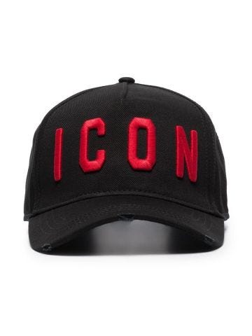 Cappello da baseball nero con logo Icon rosso