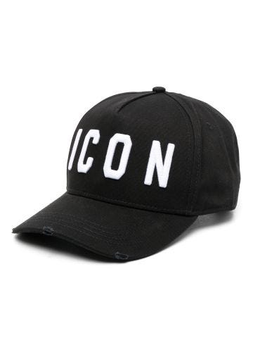 Cappello da baseball nero con logo Icon bianco