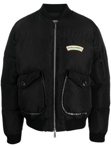Black logo print bomber jacket