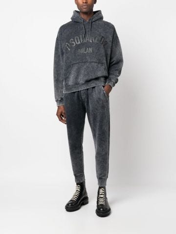 Grey sports trousers with embroidery