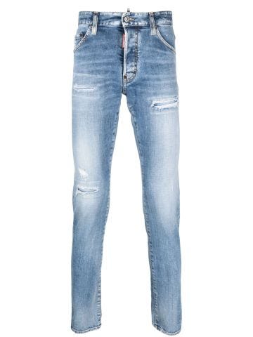 Straight jeans with worn effect