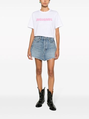 White T-shirt with pink print