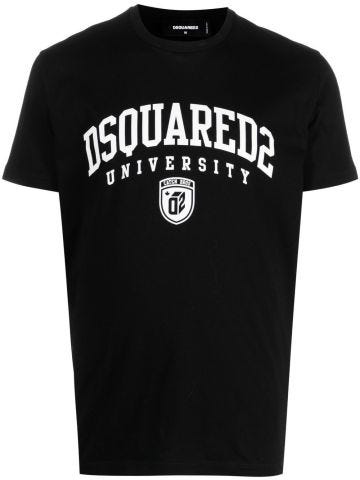 T-shirt nera con stampa University