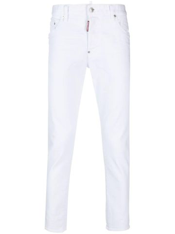 Jeans bianchi dritti a vita media