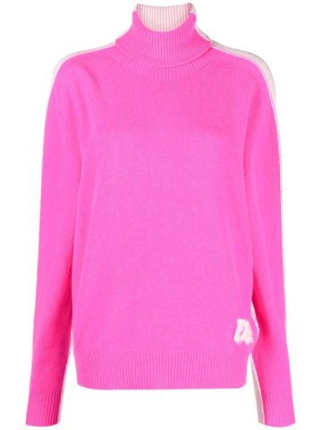Two-tone pink turtleneck sweater