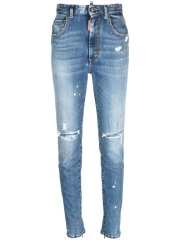 Blue high waist skinny jeans