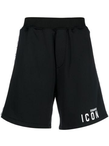Black sports shorts with Icon print