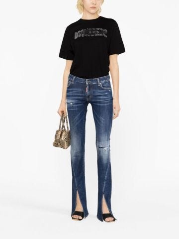 Skinny jeans with worn effect