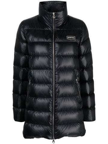 High-neck quilted down jacket