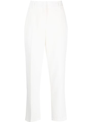 White straight-leg tailored trousers