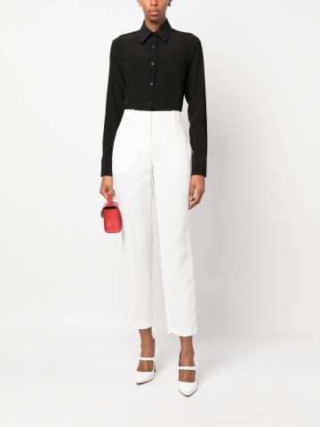 White straight-leg tailored trousers