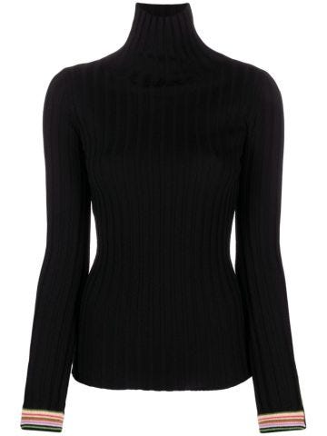 Striped-edge wool jumper
